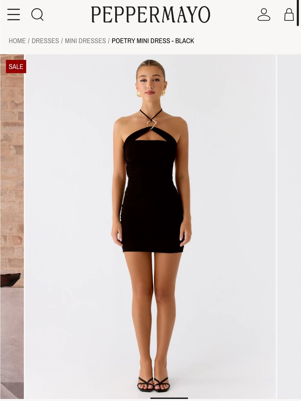 Peppermayo Black Halter Cutout Mini Dress